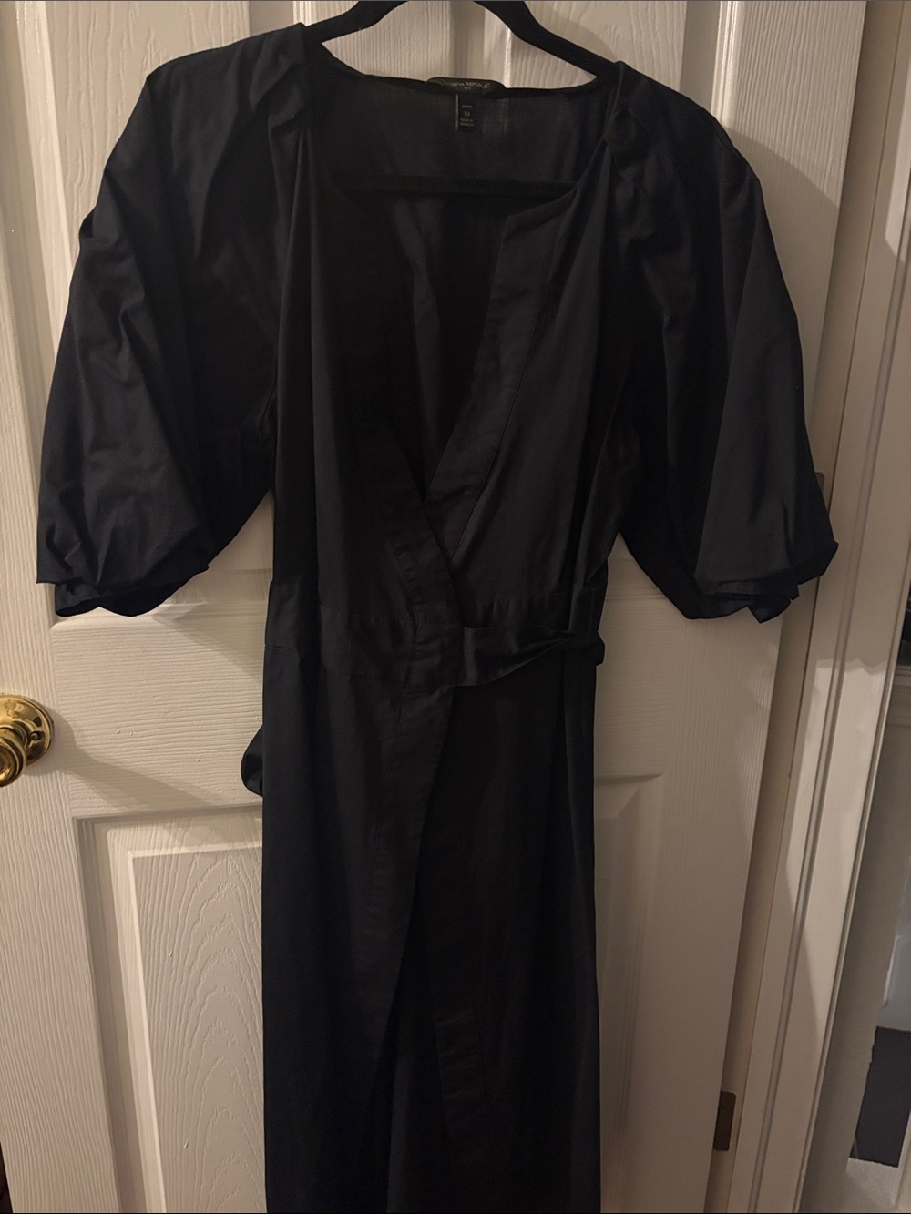 Banana Republic Black Wrap Dress with Puff Sleeves M